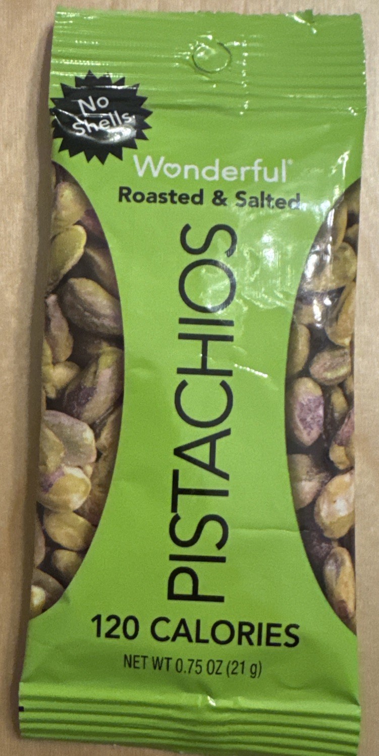 Wonderful Pistachios Roasted & Salted 120 Calories Manufacturing Error