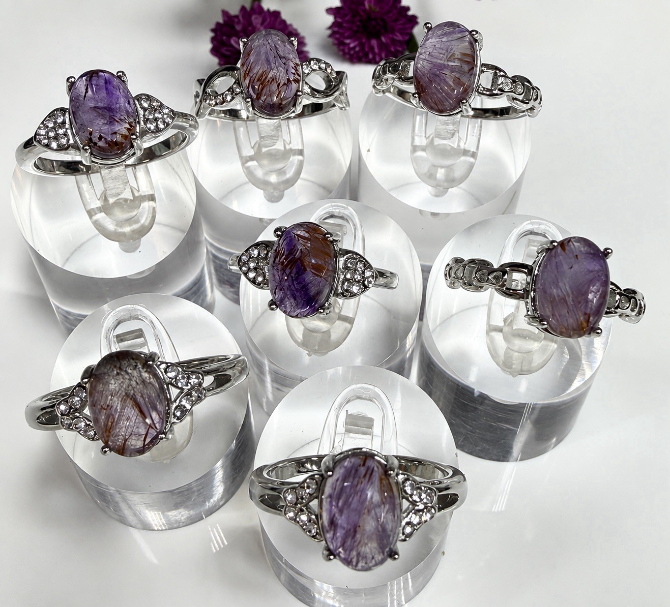 Wholesale Lot 6 Pcs Natural Auralite 23 Ring Crystal Healing Energy Wholesale Lot 6 Pcs Natural Auralite 23 Ring Crystal Healing Energy