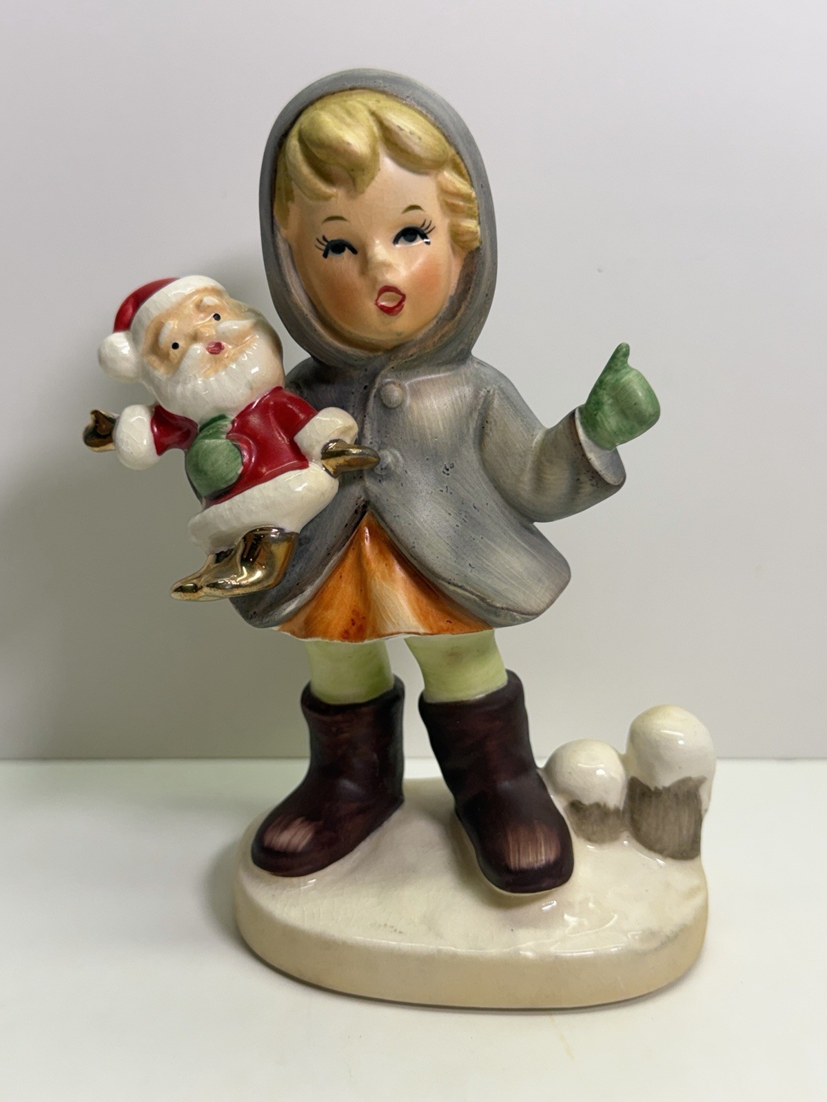 Vintage 1950s NAPCO Christmas Girl Holding Santa Figurine X-8367 MCM Japan Vintage 1950s NAPCO Christmas Girl Holding Santa Figurine X-8367 MCM Japan