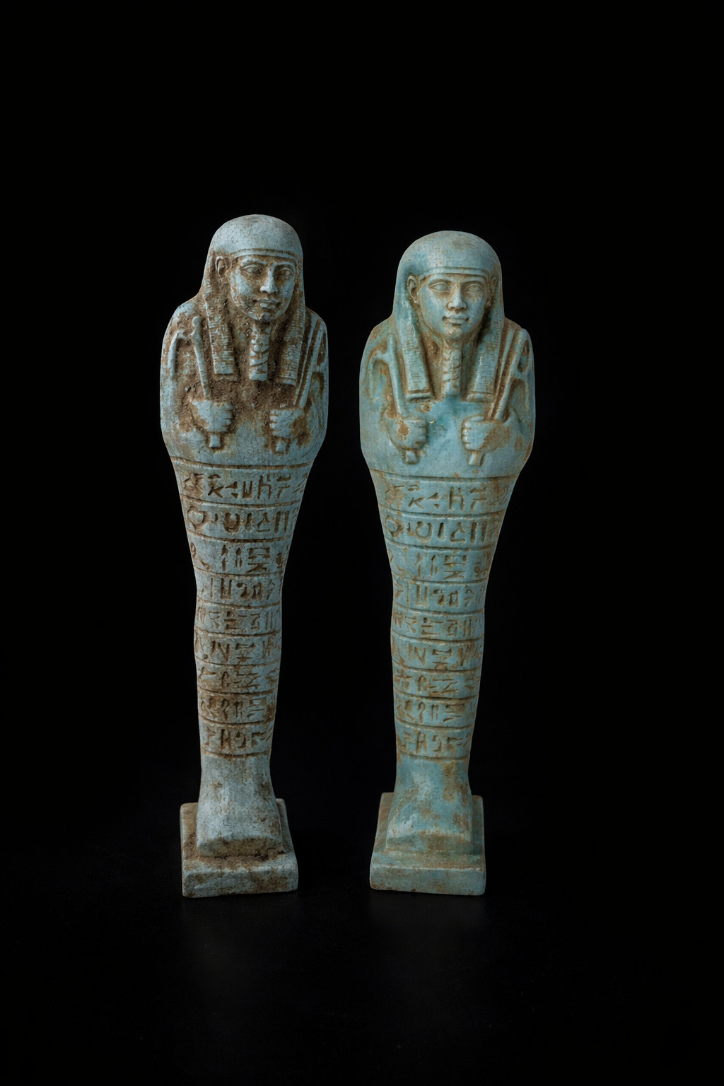 Rare Antique Ancient Egyptian 2 Ushabti Servant Statues Hieroglyphic Bc Stone Rare Antique Ancient Egyptian 2 Ushabti Servant Statues Hieroglyphic Bc Stone