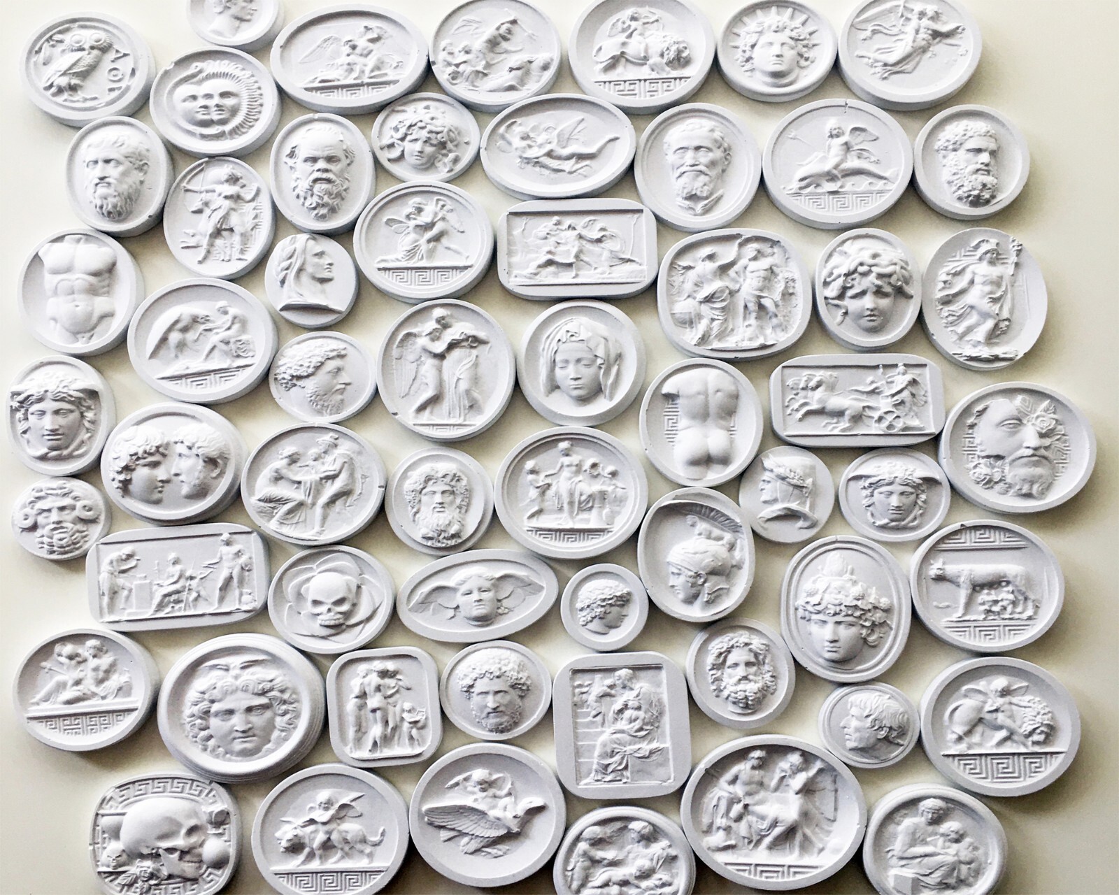 50 Mixed Grand Tour Intaglios Classical Interior Design Antique Plaster Cameo 50 Mixed Grand Tour Intaglios Classical Interior Design Antique Plaster Cameo