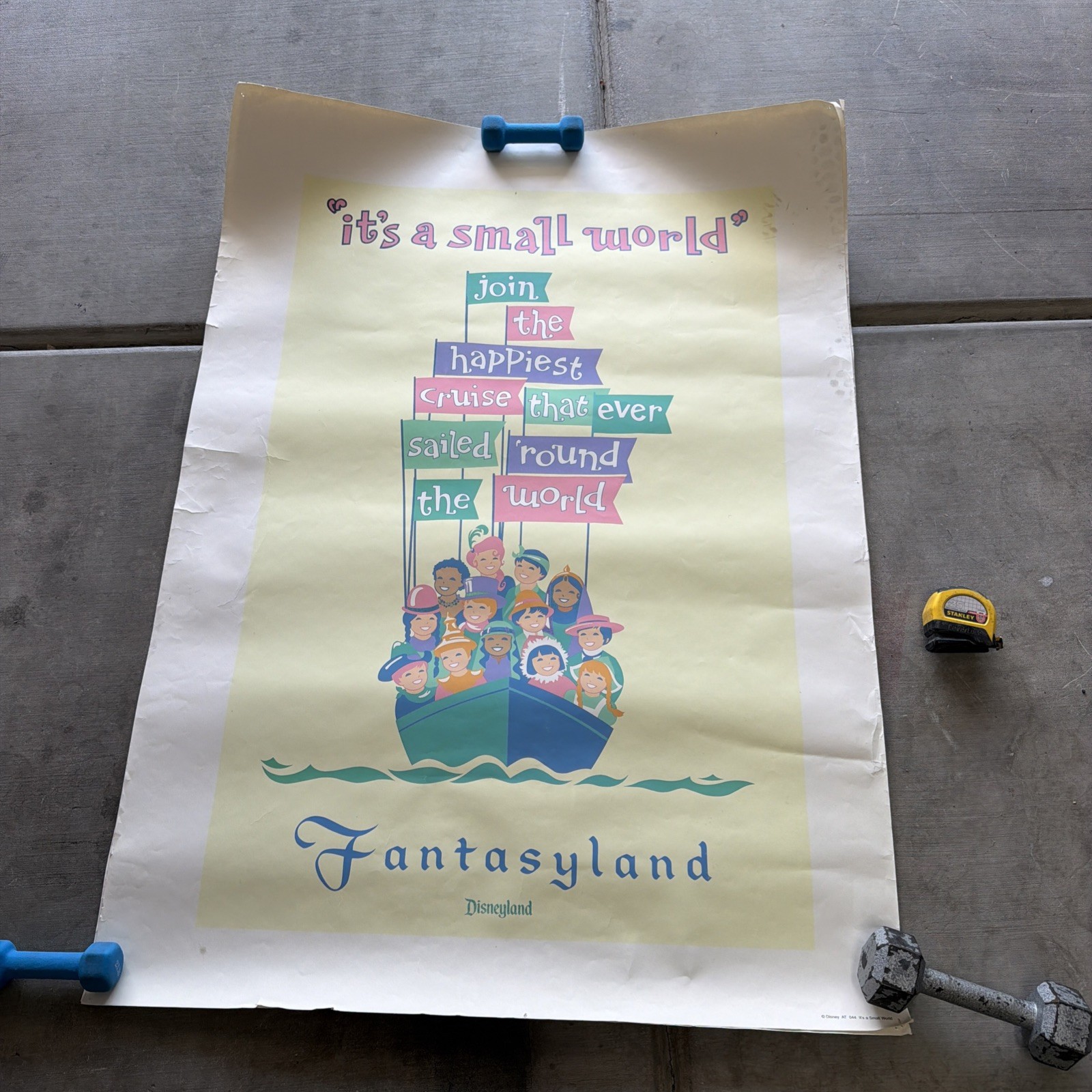Vtg Walt Disney Fantasyland It's A Small World Attraction Poster 50” x 36” Huge