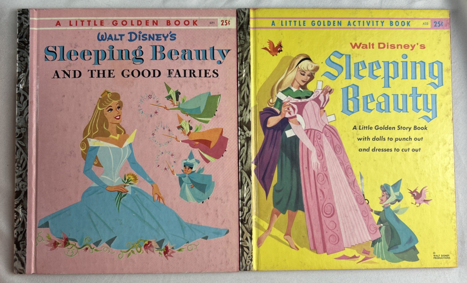 Lot Vtg Little Golden Book Walt Disneys Sleeping Beauty & Good Fairies 1957 + 1 Lot Vtg Little Golden Book Walt Disneys Sleeping Beauty & Good Fairies 1957 + 1