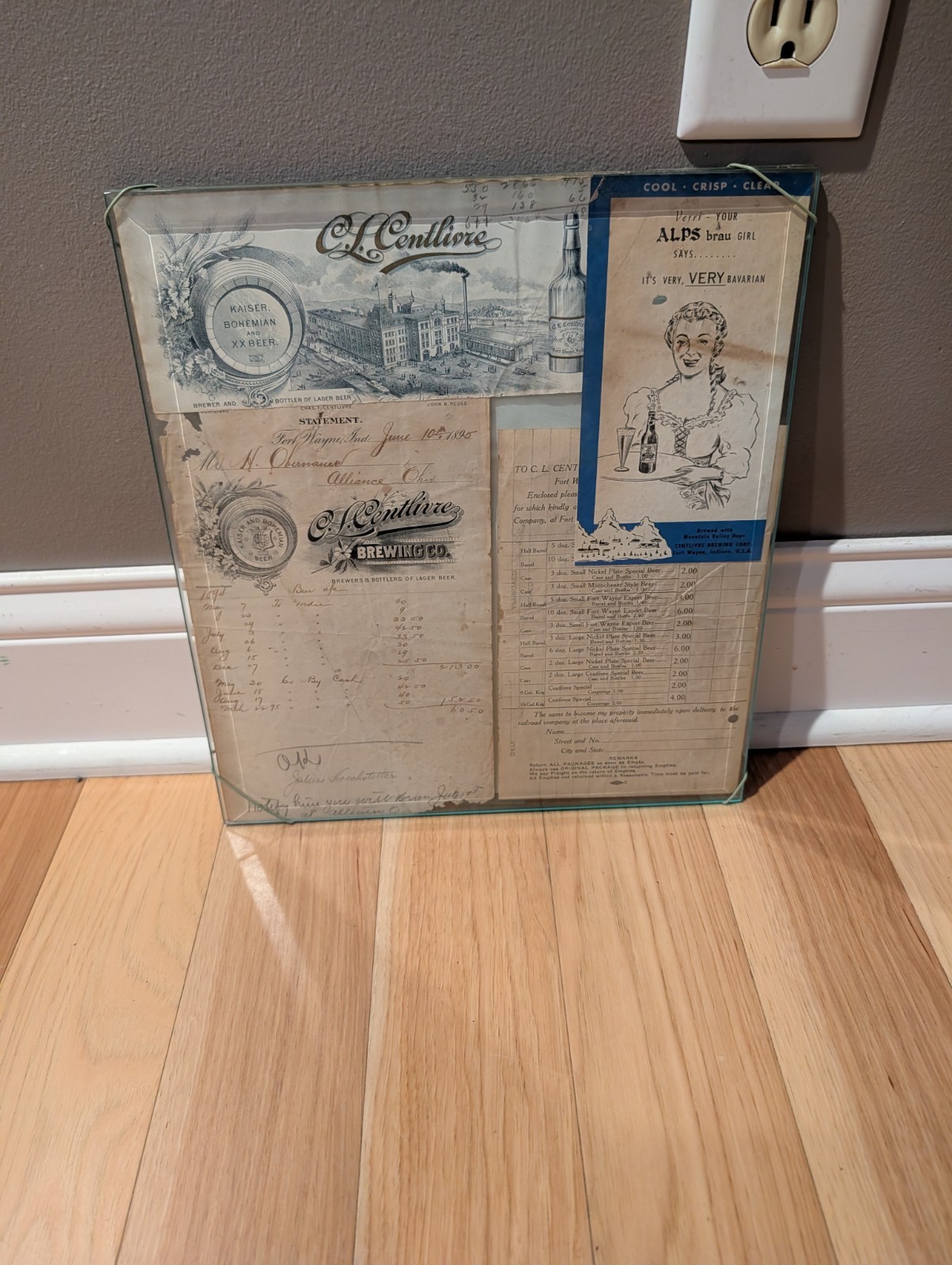 1895 Centlivre Brewing Ft. Wayne Pre Prohibition Letterhead Display Sign Beer 1895 Centlivre Brewing Ft. Wayne Pre Prohibition Letterhead Display Sign Beer