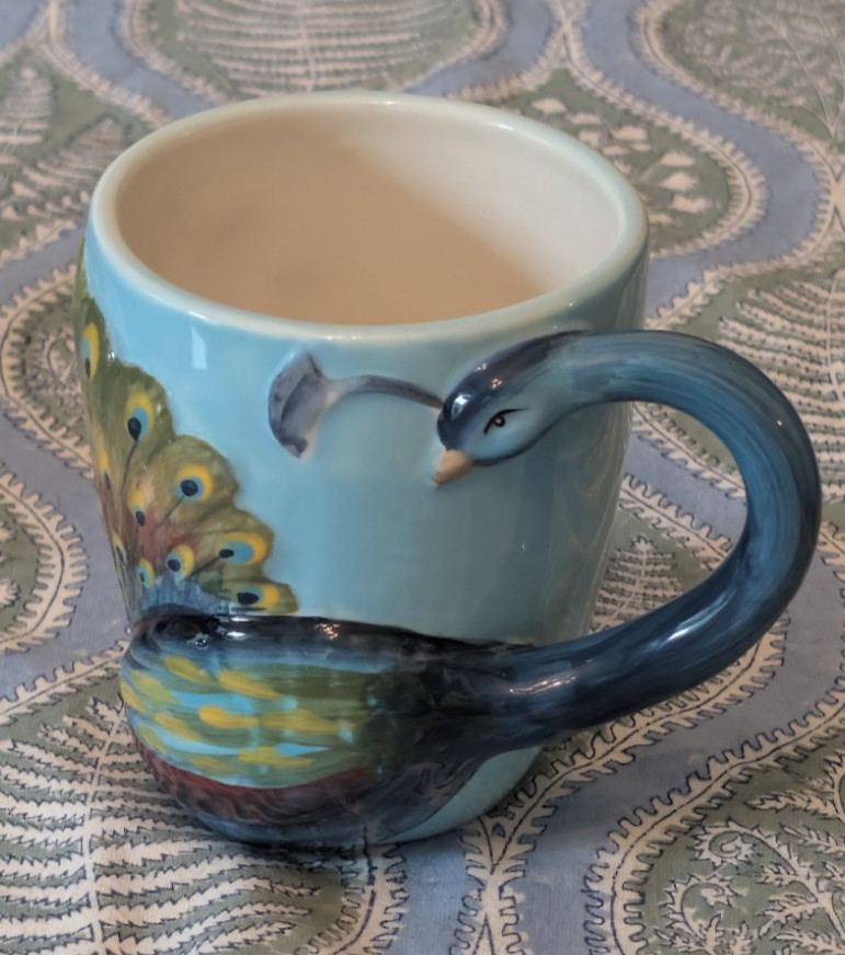 Certified International Tre Sorelle Studios Peacock Ceramic Coffee Mug Certified International Tre Sorelle Studios Peacock Ceramic Coffee Mug