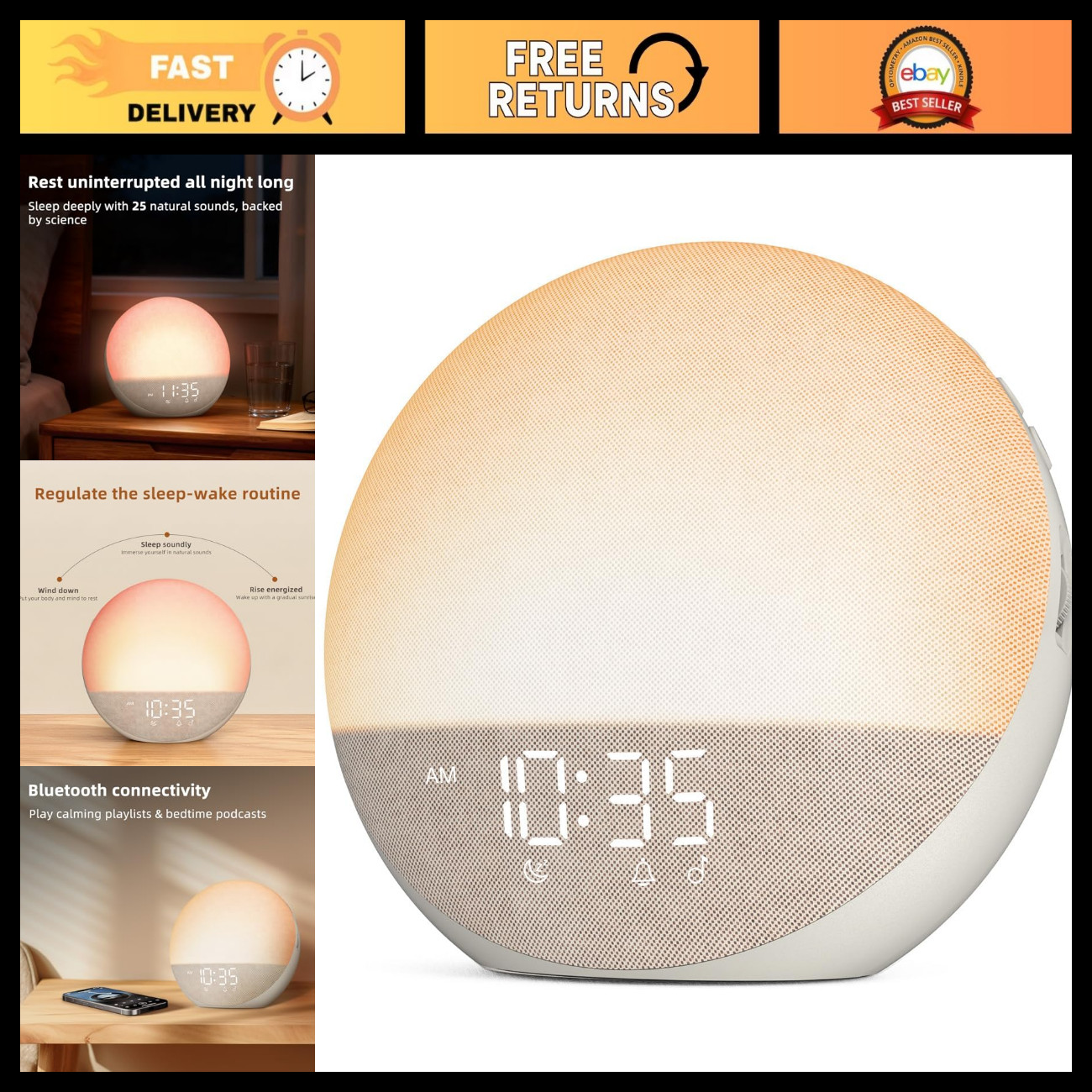 Odokee Sunrise Alarm Clock White Noise Machine: Natural Wake Up Light