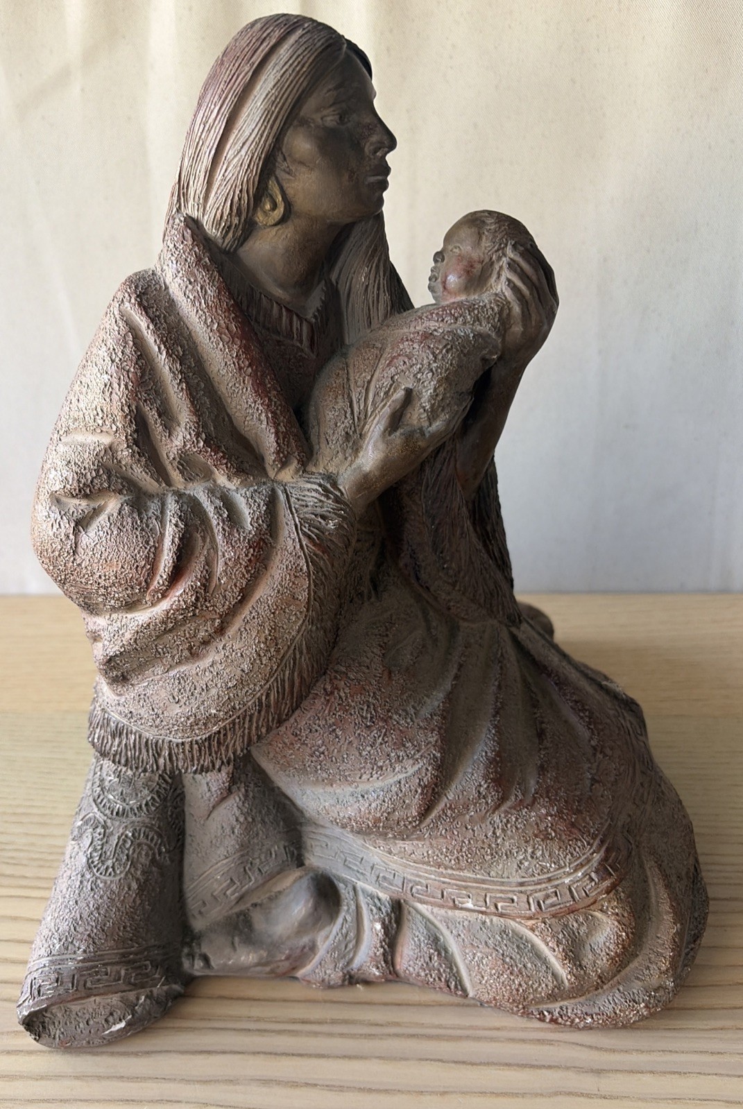 Vintage 1982 Austin Sculpture Native American Mother Baby 12" Durastone Statue Vintage 1982 Austin Sculpture Native American Mother Baby 12" Durastone Statue