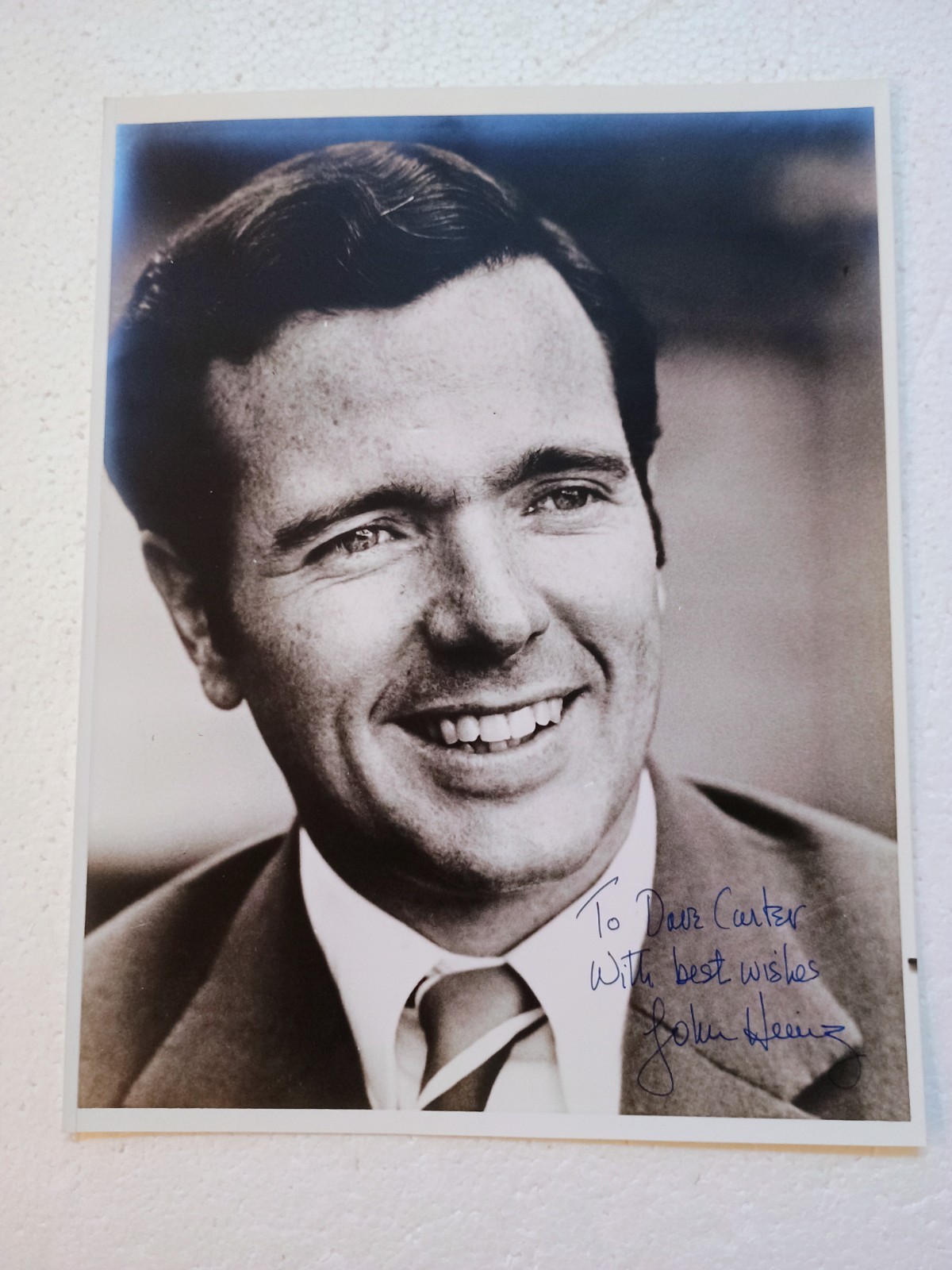 John Heinz- Signed Photo (Pennsylvania Senator) no COA and postcard with family John Heinz- Signed Photo (Pennsylvania Senator) no COA and postcard with family