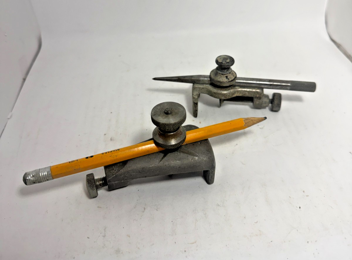 2pc Vintage Clamp-On Trammel Points for Beam Compass Architect Drawing Tools 2pc Vintage Clamp-On Trammel Points for Beam Compass Architect Drawing Tools