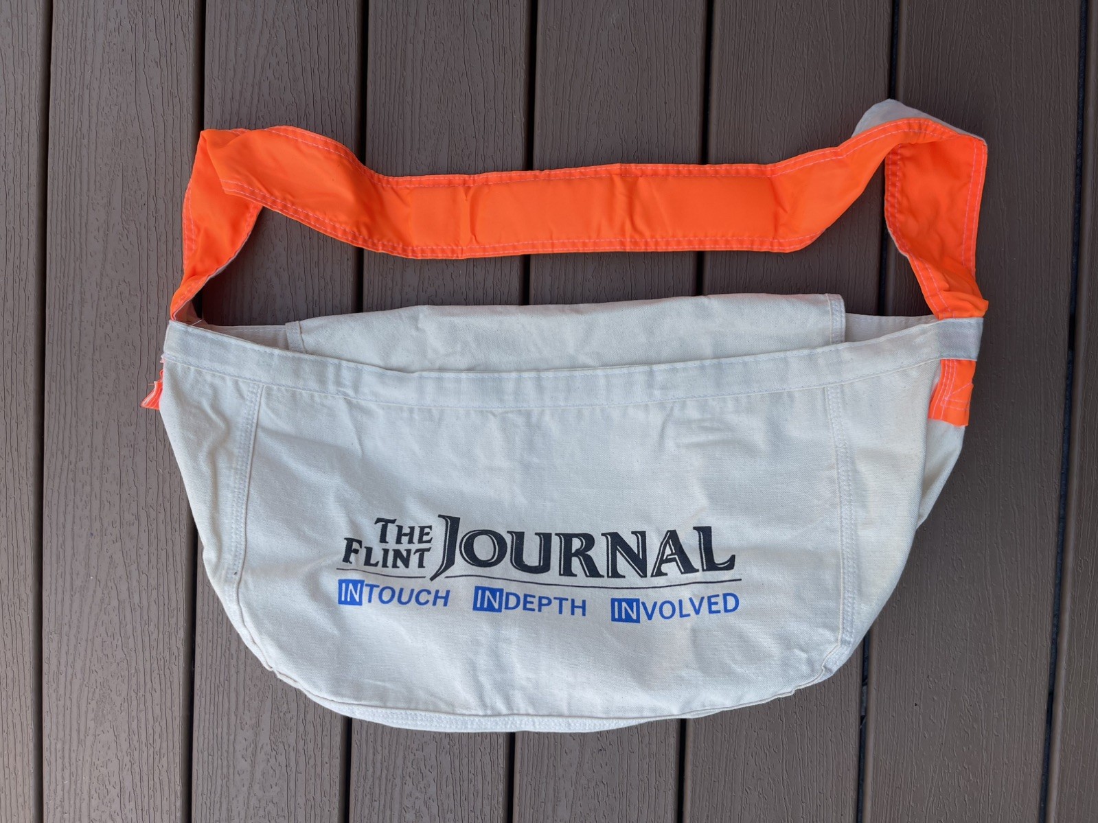 VTG 80's The Flint Journal Newspaper Carrier Delivery Canvas Shoulder Bag VTG 80's The Flint Journal Newspaper Carrier Delivery Canvas Shoulder Bag