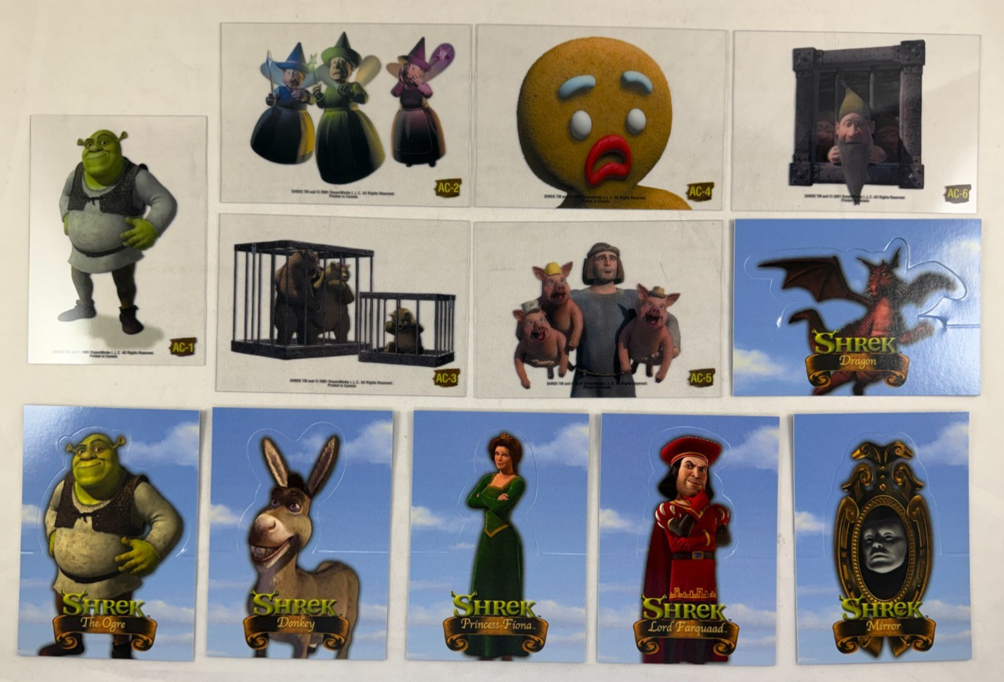 SHREK Complete ANIMATION CEL CLEAR & STAND-UP Chase Card Sets AC1-AC6 S1-S6 (12) SHREK Complete ANIMATION CEL CLEAR & STAND-UP Chase Card Sets AC1-AC6 S1-S6 (12)