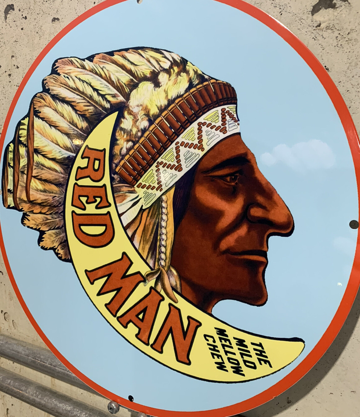 Vintage Style Red Man Chew Tobacco Metal Heavy Quality Sign Vintage Style Red Man Chew Tobacco Metal Heavy Quality Sign