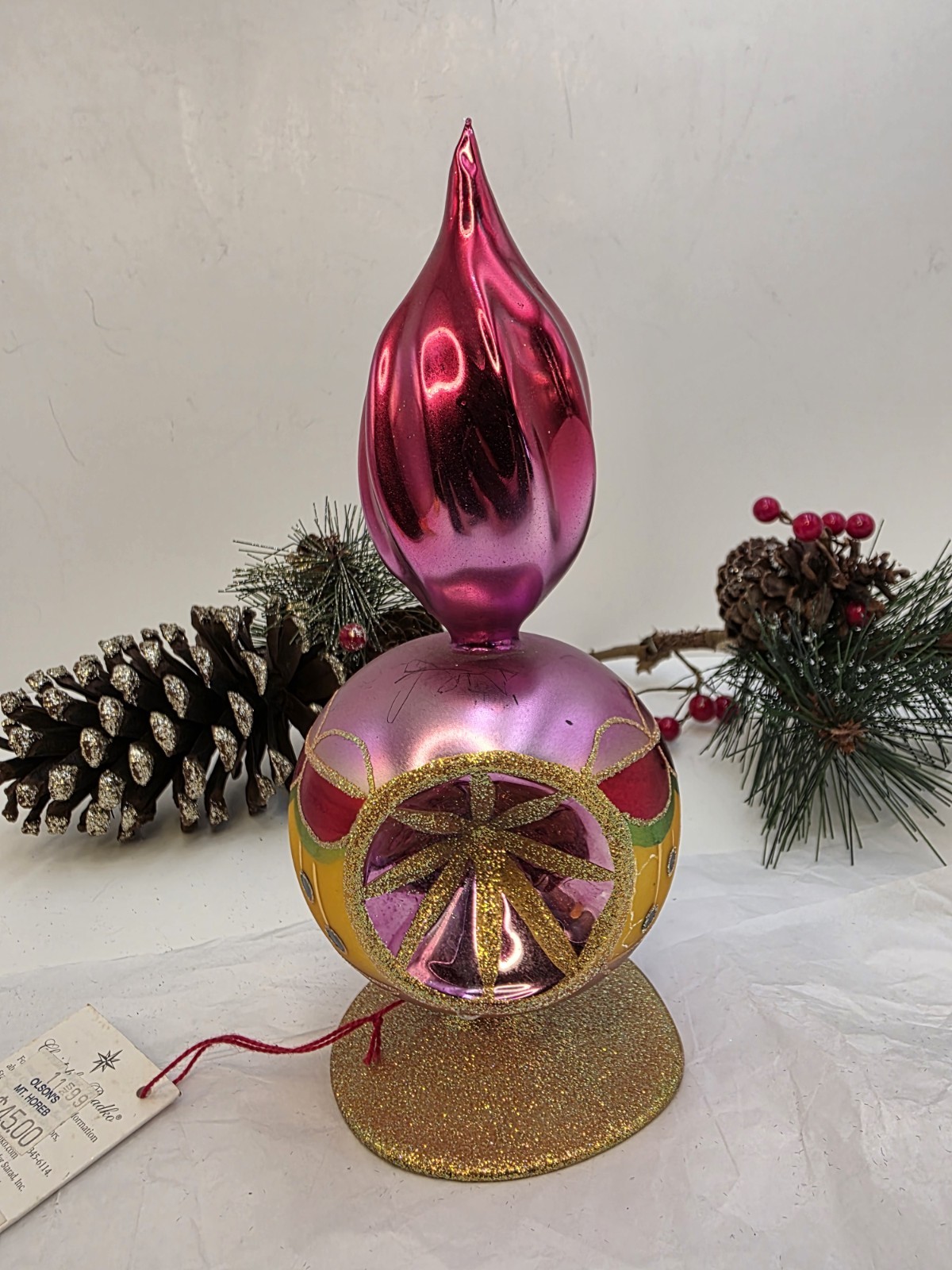 Christopher Radko Art Deco Reflector 1999 99-923-0 Poland 7.75" Ornament Tag Christopher Radko Art Deco Reflector 1999 99-923-0 Poland 7.75" Ornament Tag
