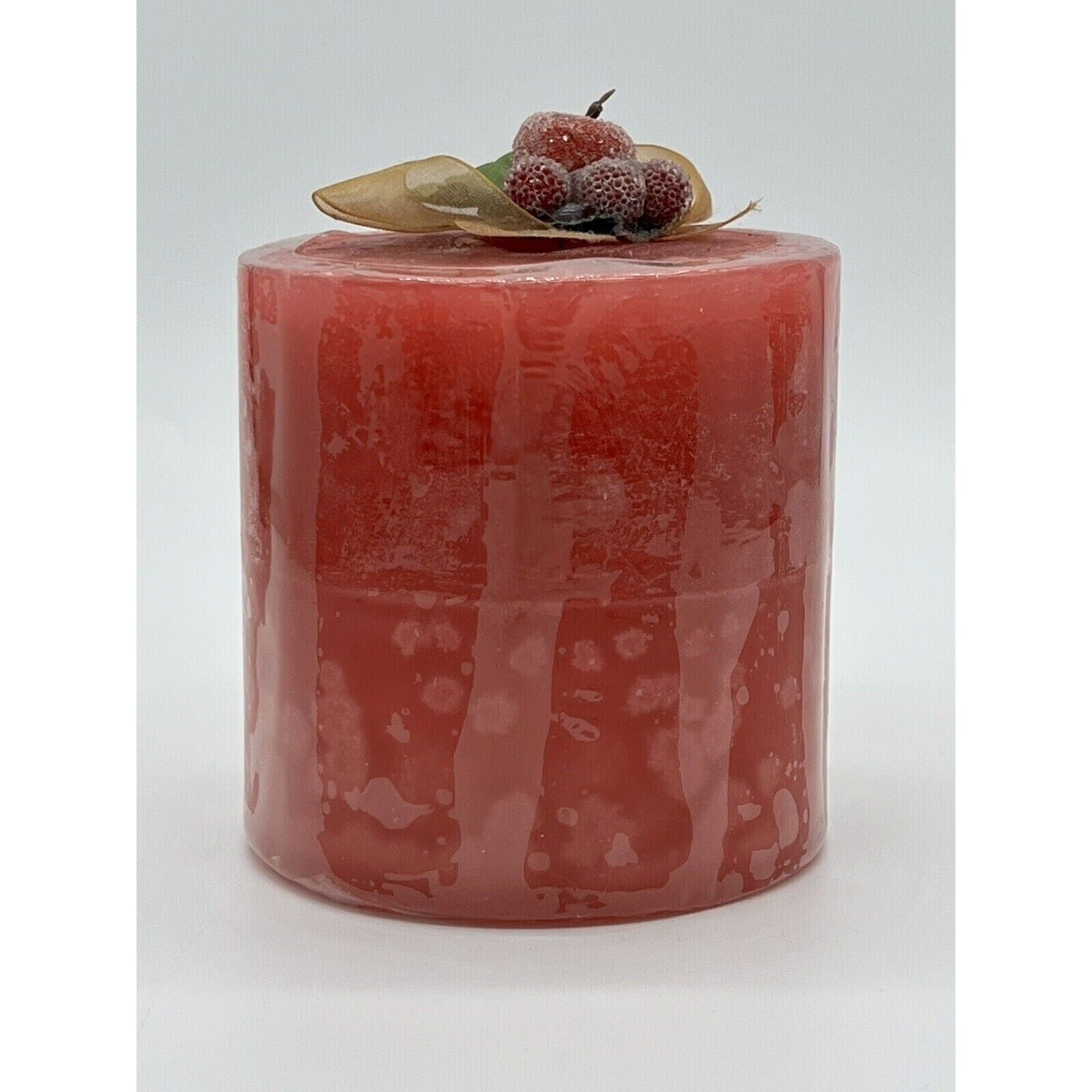 Vintage Lumina Pacific Red Christmas Candle With Frosted Strawberry 5\
