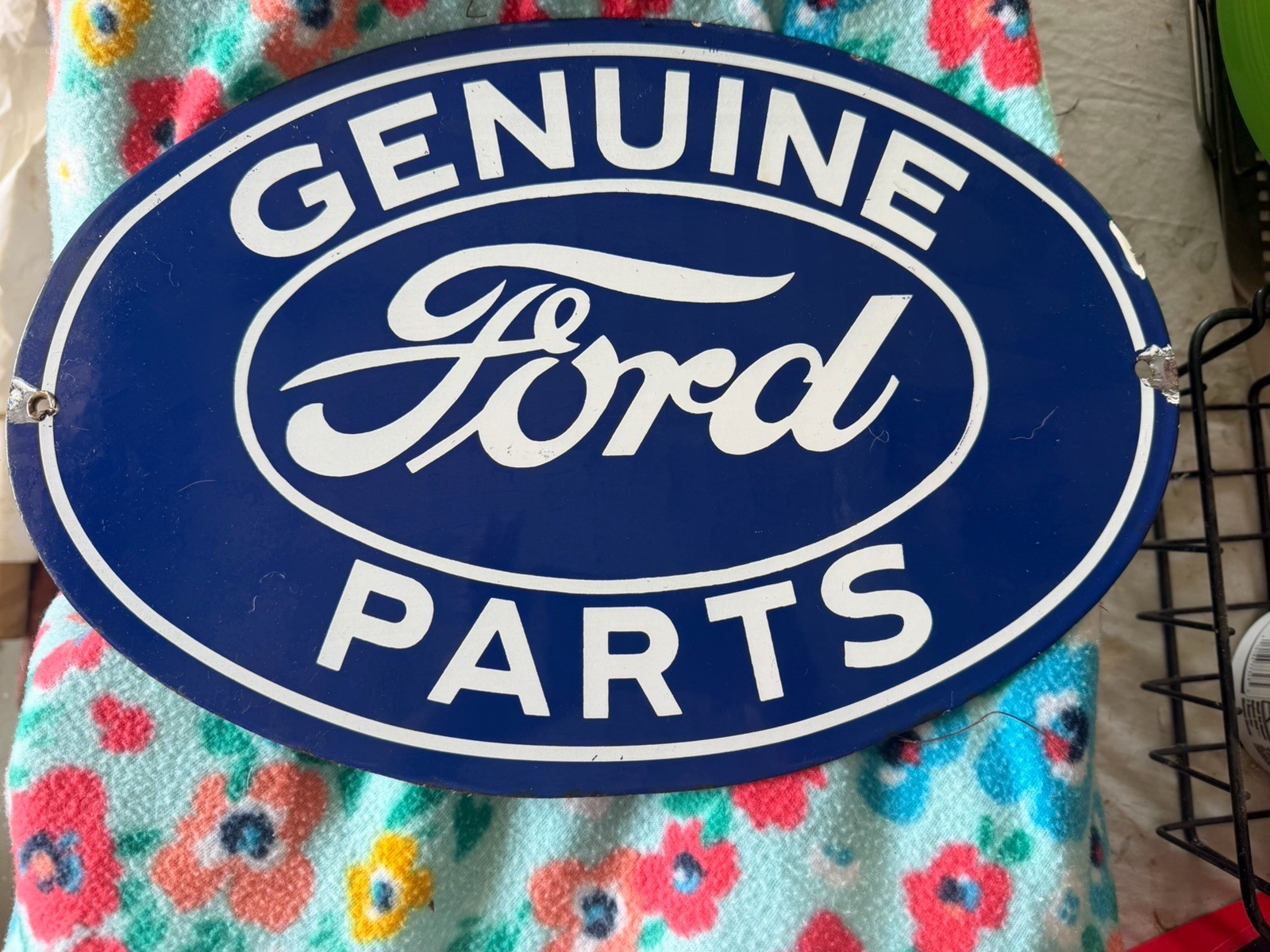 Ford Genuine Parts Two Sided Porcelain Sign
