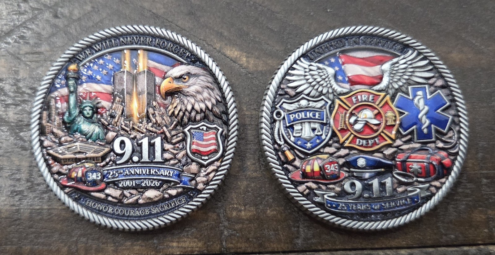 911 25th Anniversary Never Forget Heroes Challenge Coin 9/11 World Trade Centers 911 25th Anniversary Never Forget Heroes Challenge Coin 9/11 World Trade Centers