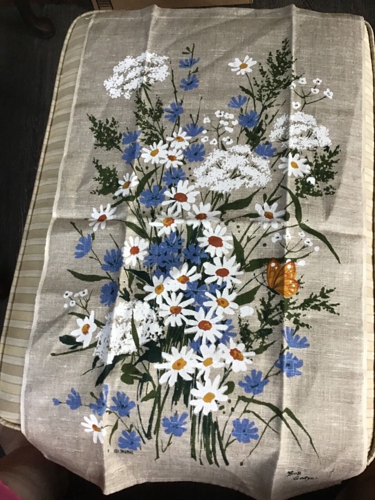 Wild Flowers Daisy Linen Towel Wall Hanging Bob Goryl Artist Unused 16”X 27 1/2”
