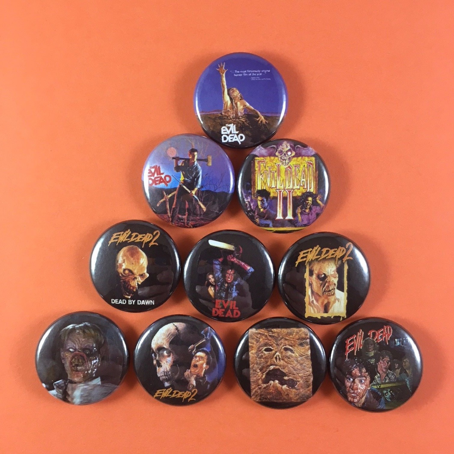 Evil Dead 1 and 2 1" PIN BUTTON Lot Ash Army of Darkness Sam Raimi Horror