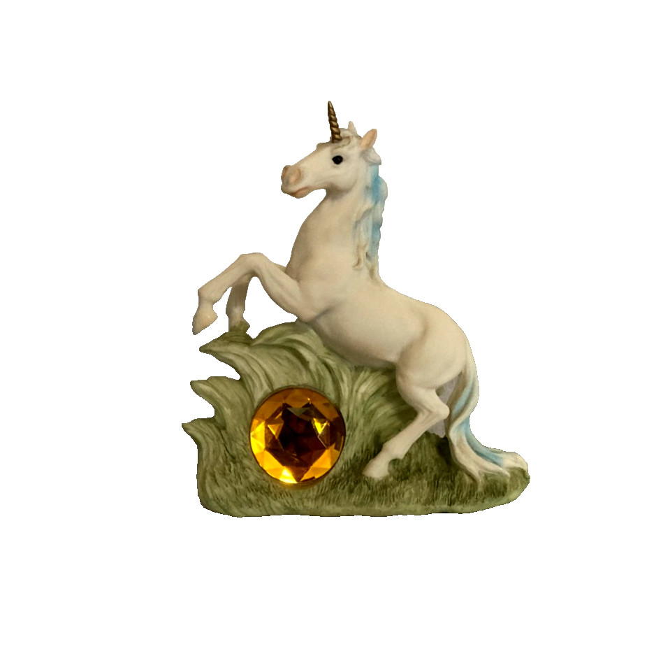 Vintage Majestic Unicorn Glitter Painted Resin Figurine 6" Statue Decor