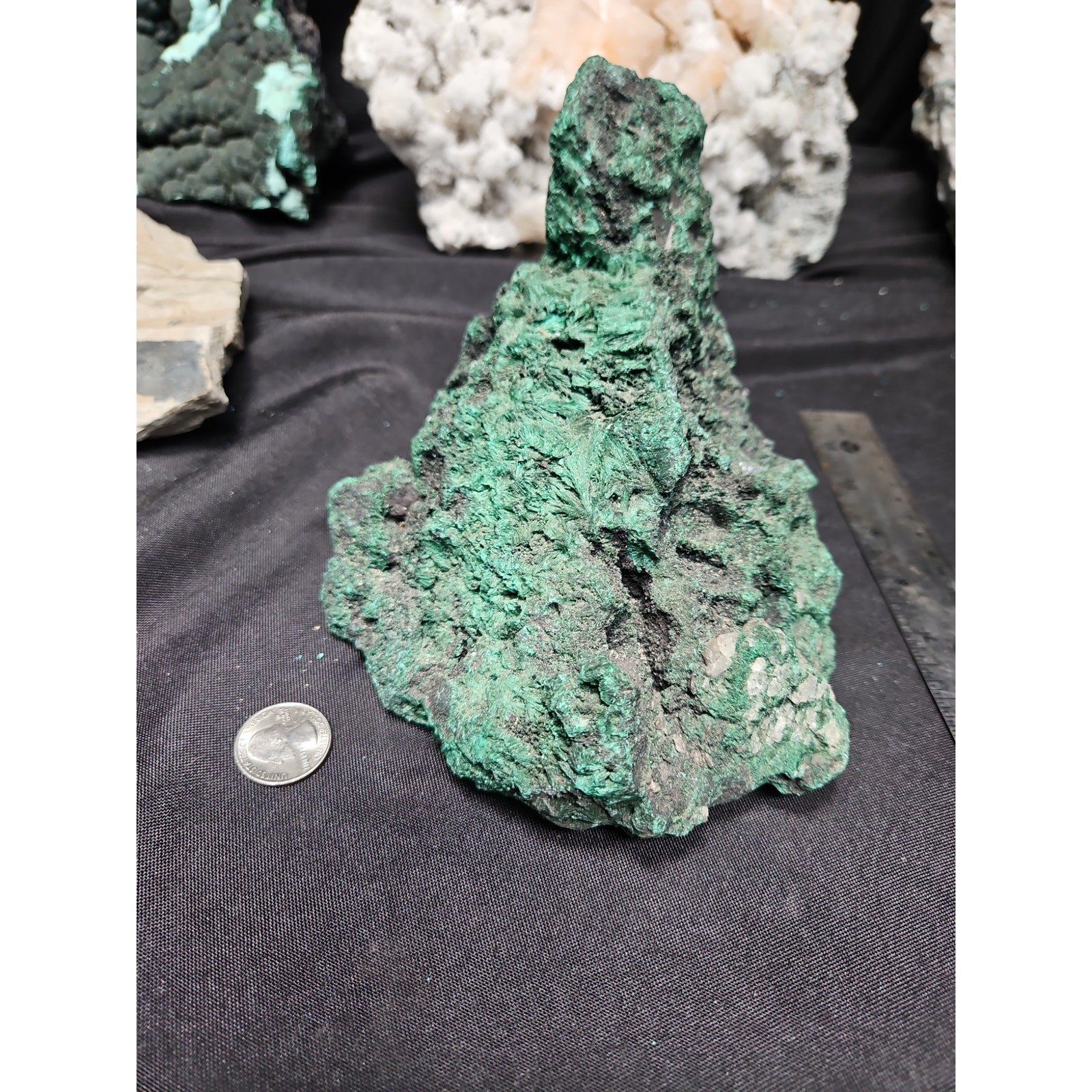 Fibrous Malachite w/ clear Quartz specimen Natural Form