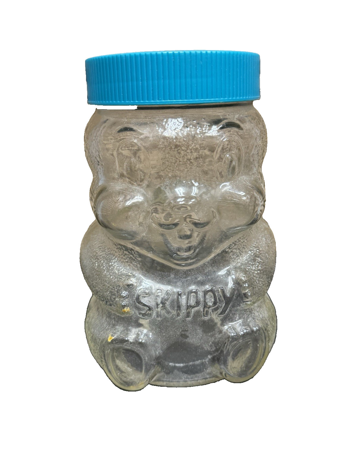 Vintage Glass Skippy Peanut Butter Teddy Bear Jar 48 Oz 7-1/2" 1990 100th Anniv.