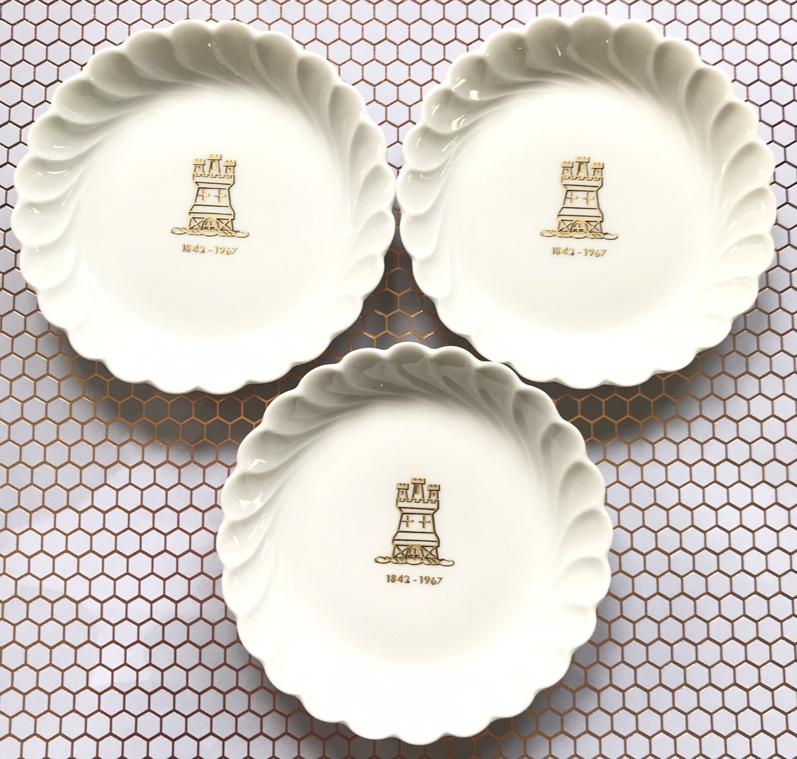 Haviland Limoges 125th Anniversary Coasters / Plates France Gold Torse Set of 3 Haviland Limoges 125th Anniversary Coasters / Plates France Gold Torse Set of 3