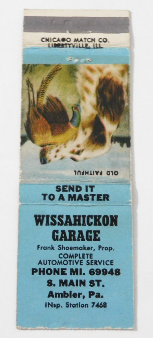 WISSAHICKON GARAGE MATCHBOOK COVER * AMBLER, PENNSYLVANIA