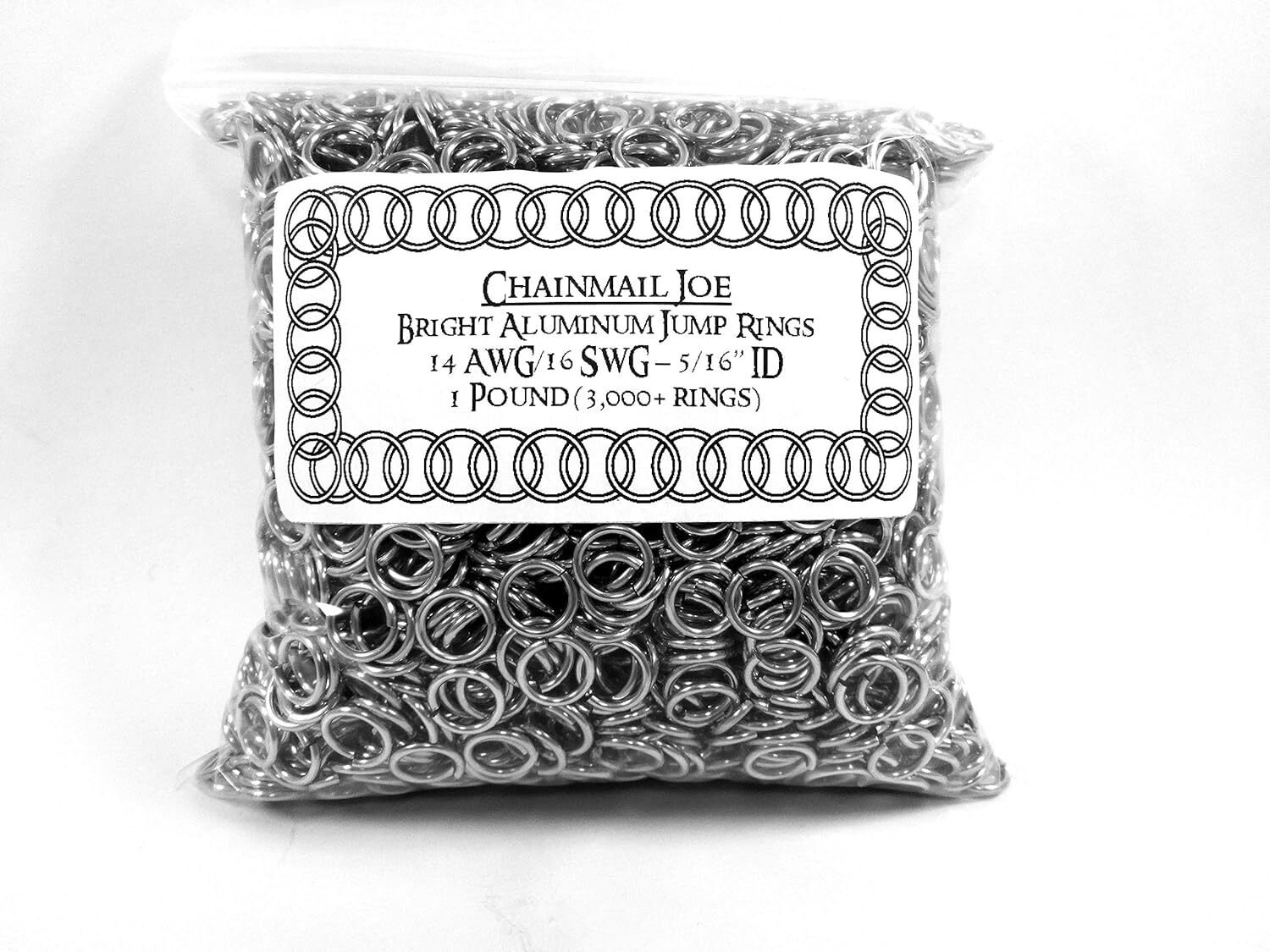 1 Pound Bright Aluminum Chainmail Jump Rings 16G 5/16" ID (3000+ Rings) 1 Pound Bright Aluminum Chainmail Jump Rings 16G 5/16" ID (3000+ Rings)