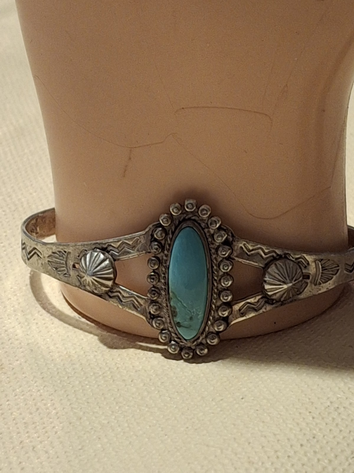Vintage Native American Sterling Silver/ Turquoise Cuff Bracelet & Matching Ring Vintage Native American Sterling Silver/ Turquoise Cuff Bracelet & Matching Ring