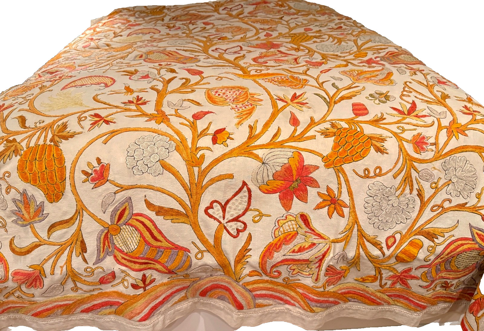 Antique 19th C. Art Nouveau Handmade Crewel Work Bedspread Curtain Panel ZZ742 Antique 19th C. Art Nouveau Handmade Crewel Work Bedspread Curtain Panel ZZ742