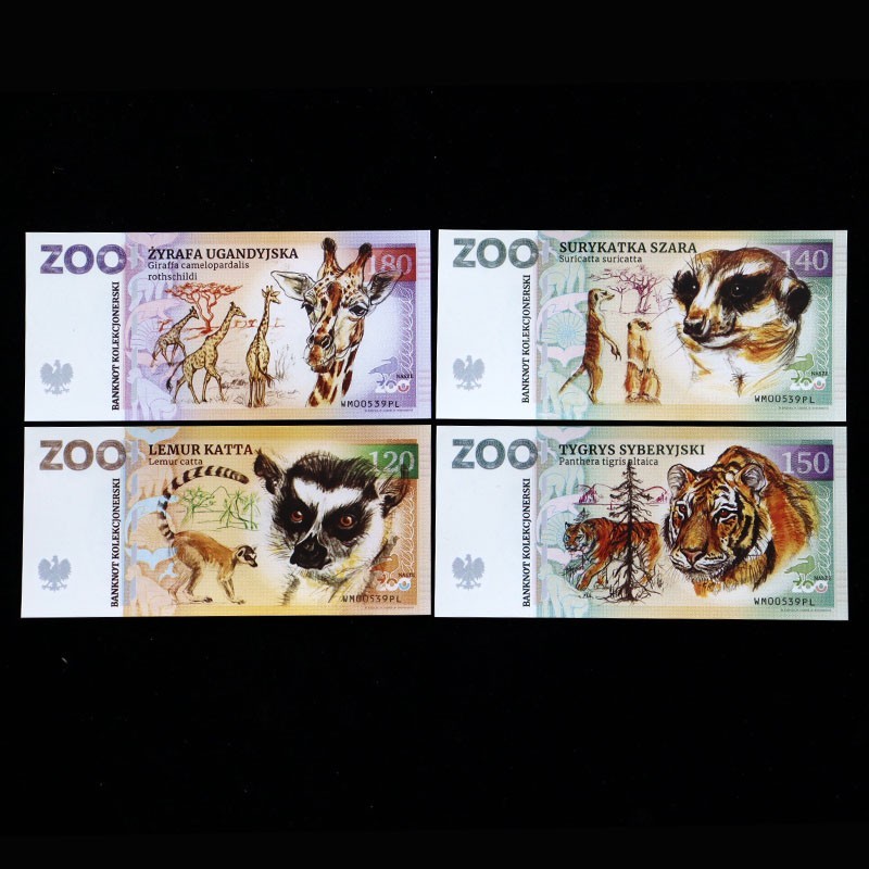 2026 New Warsaw Zoo, Poland 4pcs, 120 140 150 180 notes, Private Polymer 2026 New Warsaw Zoo, Poland 4pcs, 120 140 150 180 notes, Private Polymer
