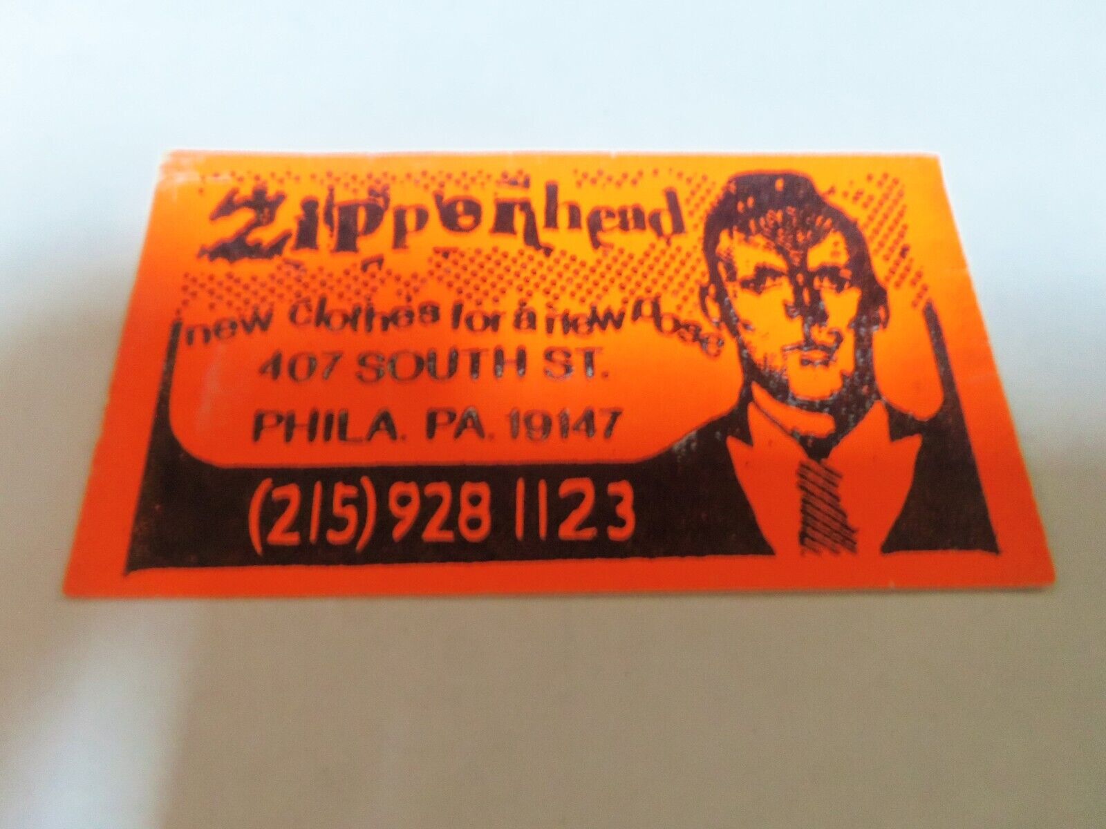 Vintage 1980\'s Business Card: ZIPPERHEAD  SOUTH ST PHILLY   PUNK ROCK SHOP