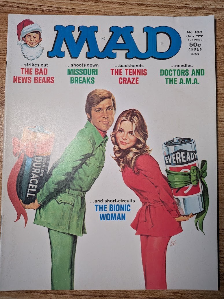 Mad Magazine #188 January 1977 Bionic Woman, Six Million Dollar Man Vintage Mad Magazine #188 January 1977 Bionic Woman, Six Million Dollar Man Vintage