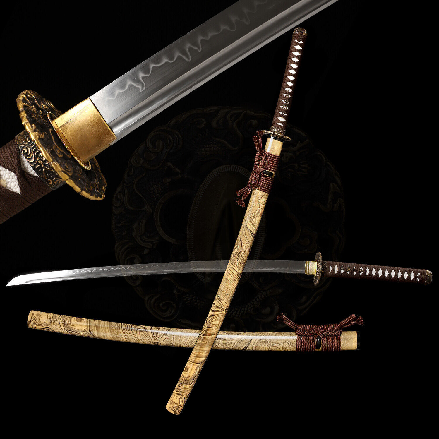 Japanese Katana Samurai Sword Clay Tempered T10 Steel Razor Sharp Full Tang Japanese Katana Samurai Sword Clay Tempered T10 Steel Razor Sharp Full Tang