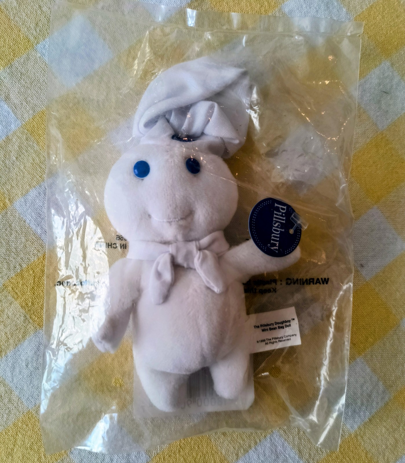 1965 The Pillsbury Doughboy Mini Bean Bag Doll NEW in Sealed Package 6" tall 1965 The Pillsbury Doughboy Mini Bean Bag Doll NEW in Sealed Package 6" tall