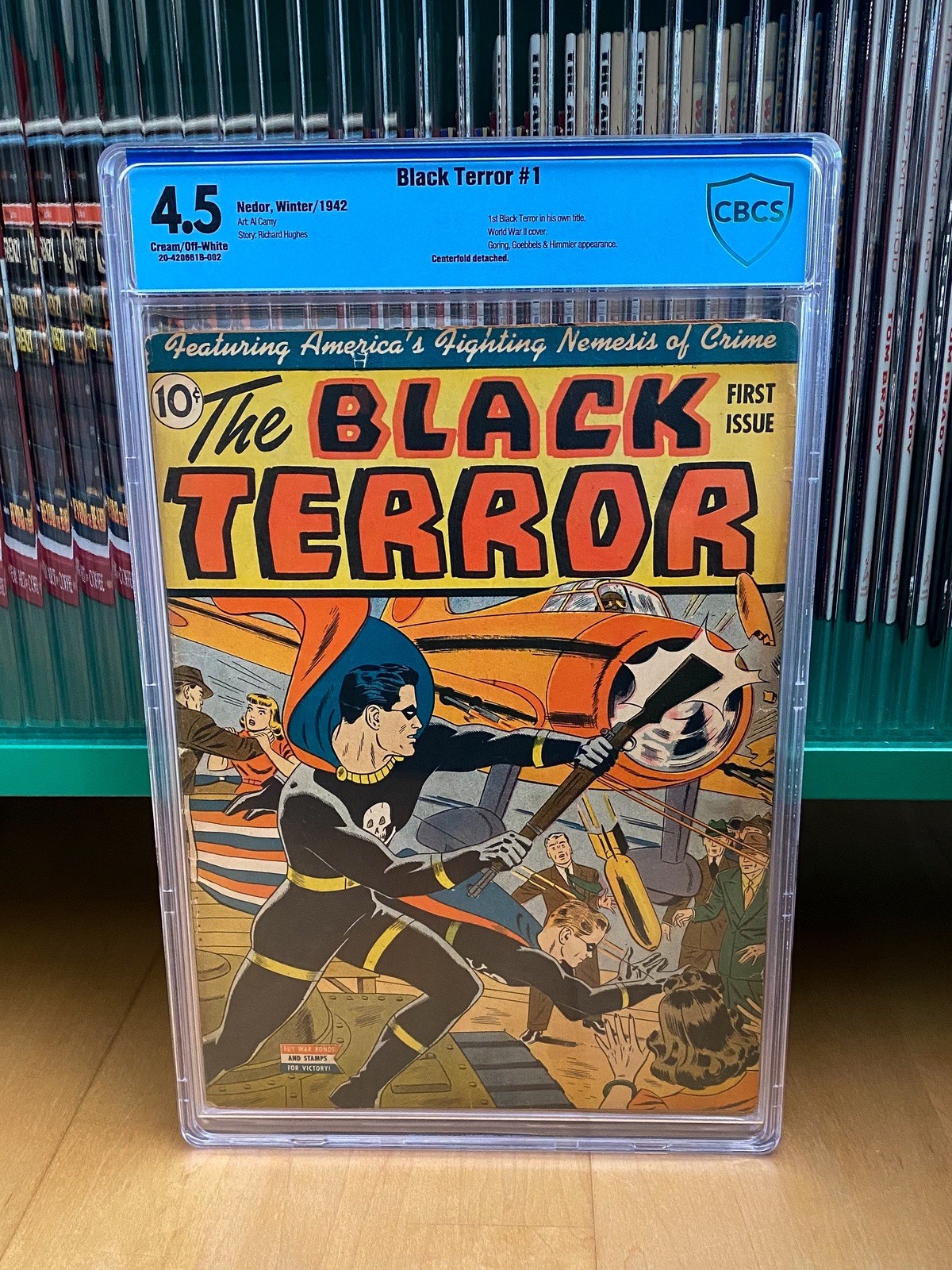 The Black Terror #1 CBCS 4.5 Nedor Winter 1942-1943 Golden Age WWII Cover RARE