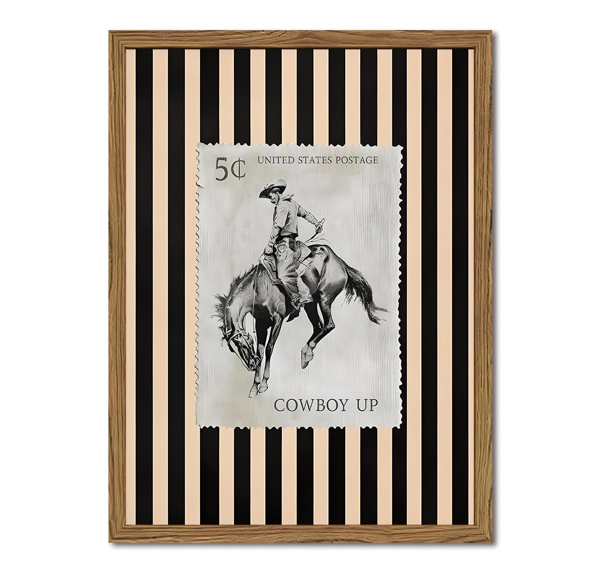 Vintage Western Wall Art Rodeo Cowboy Horse 24x36 inch Wood Framed Vintage Western Wall Art Rodeo Cowboy Horse 24x36 inch Wood Framed