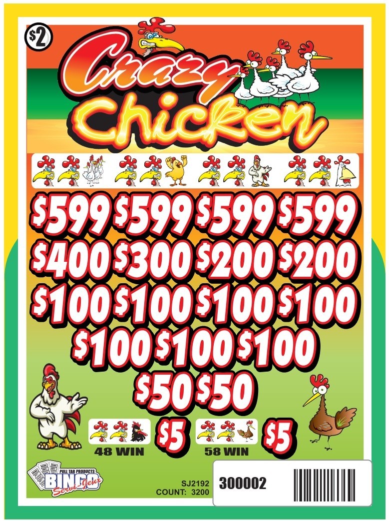NEW pull tickets CRAZY CHICKEN - $2 Instant Tabs NEW pull tickets CRAZY CHICKEN - $2 Instant Tabs