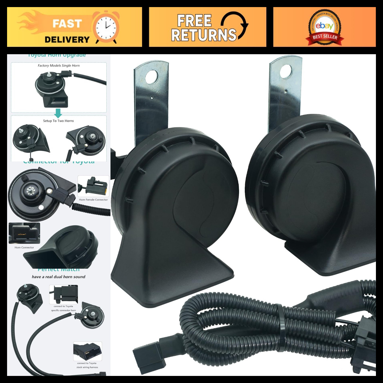 High-Performance 128dB Dual-Tone Horn Kit for Toyota - Loud & Durable Upgrade High-Performance 128dB Dual-Tone Horn Kit for Toyota - Loud & Durable Upgrade