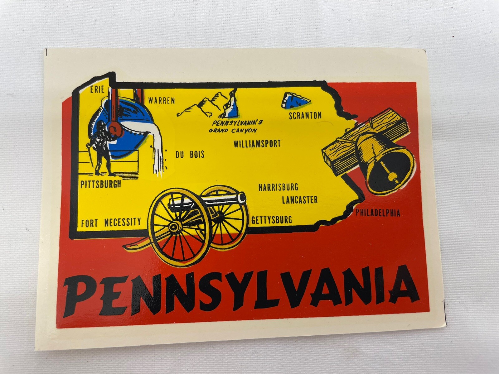 VINTAGE PENNSYLVANIA STATE SOUVENIR LUGGAGE TRAVEL WATER TRANSFER DECAL WESTERN VINTAGE PENNSYLVANIA STATE SOUVENIR LUGGAGE TRAVEL WATER TRANSFER DECAL WESTERN
