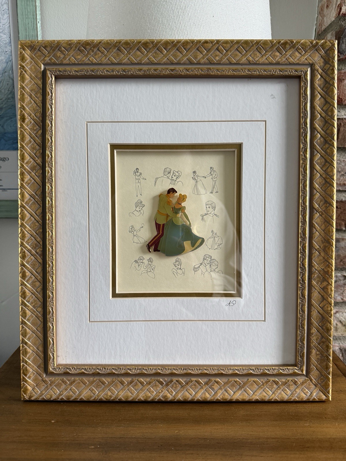 RARE FRAMED 1990s Vintage Disney Princess Pin Collection Cinderella ARTIST PROOF