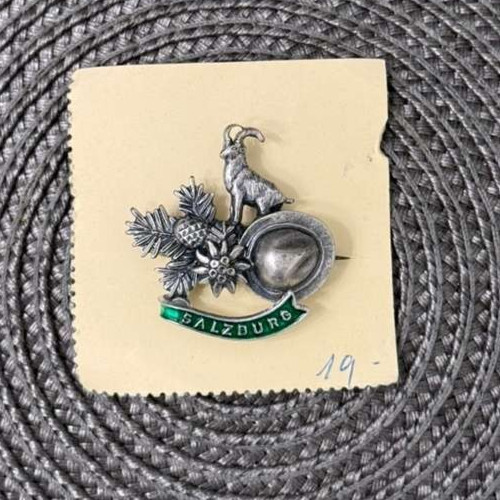 RARE VINTAGE ENAMEL SOUVENIR GRAND TOUR PIN BROOCH SALZBURG