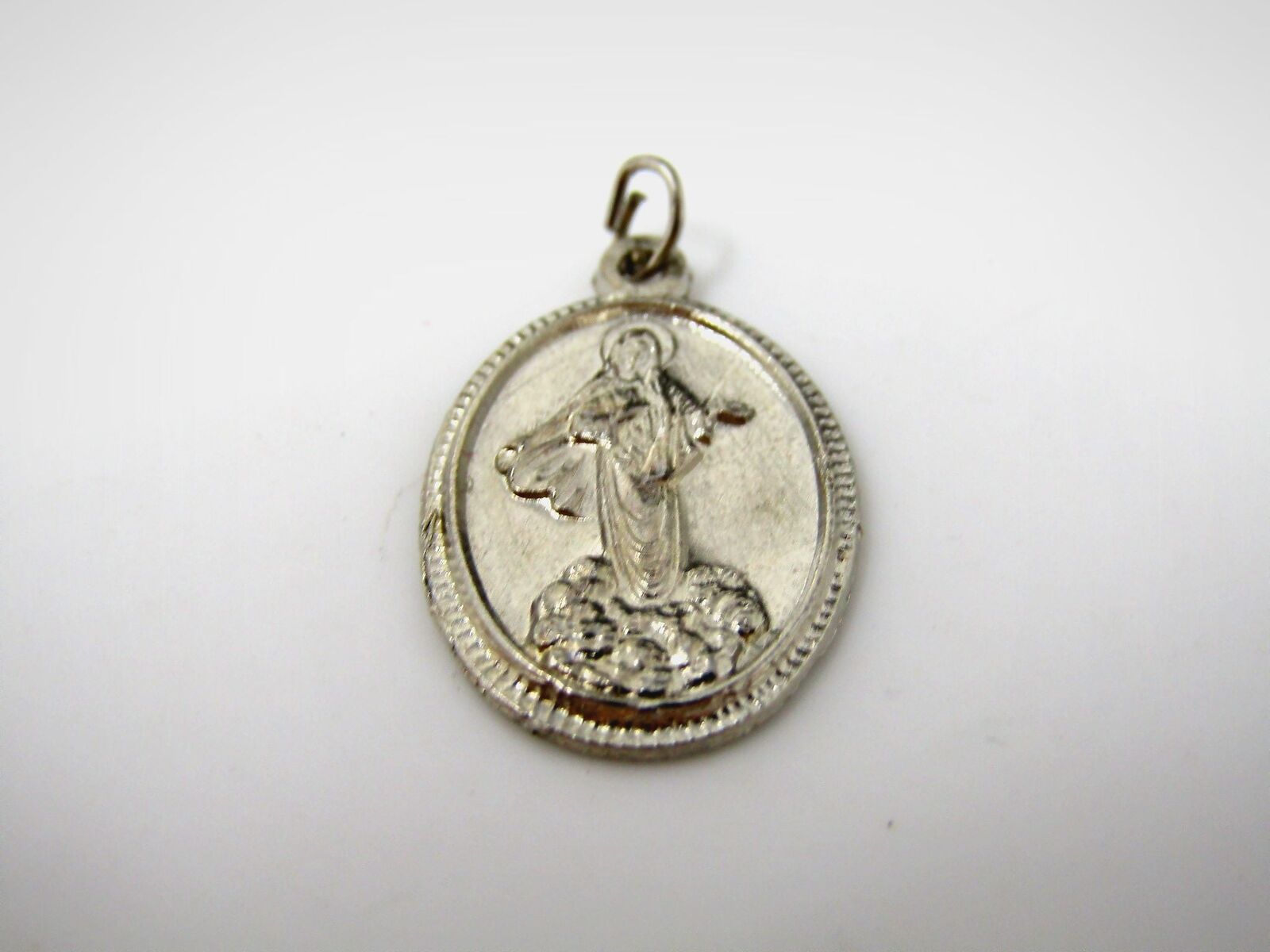 Vintage Christian Medal Charm:  Mary Queen of Peace Medjugorje
