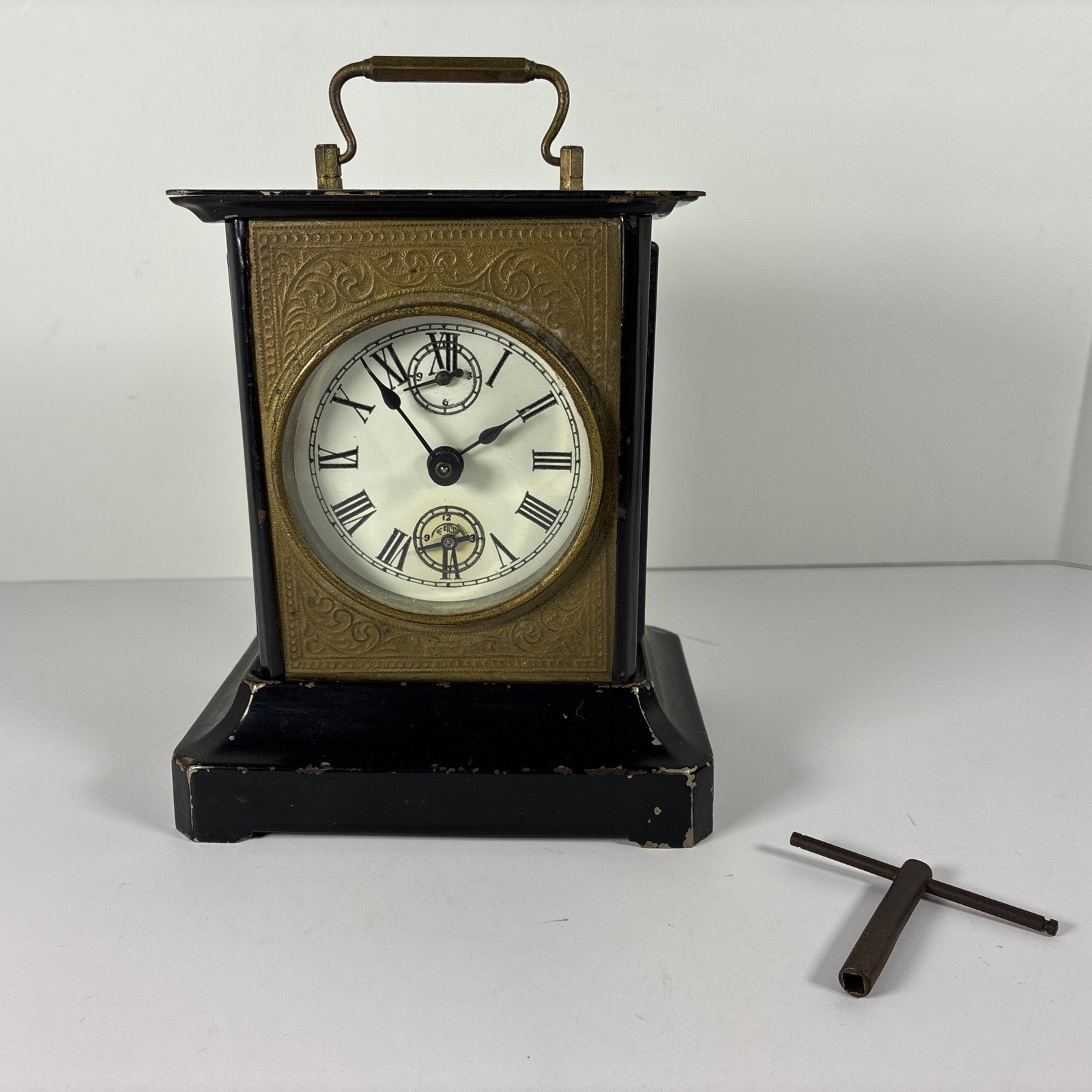 Antique German Carriage Clock Parts or Repair With Key Antique German Carriage Clock Parts or Repair With Key