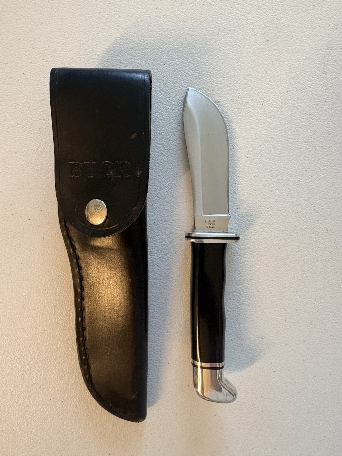 Vintage 1973-80 Buck 103 Skinner 3 Three Liner Fixed Blade Hunting Knife & Box Vintage 1973-80 Buck 103 Skinner 3 Three Liner Fixed Blade Hunting Knife & Box