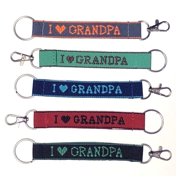 Lot of 5 - I Love Grandpa Embroidered Appreciation Keychain Strap/Clip (7.75") Lot of 5 - I Love Grandpa Embroidered Appreciation Keychain Strap/Clip (7.75")
