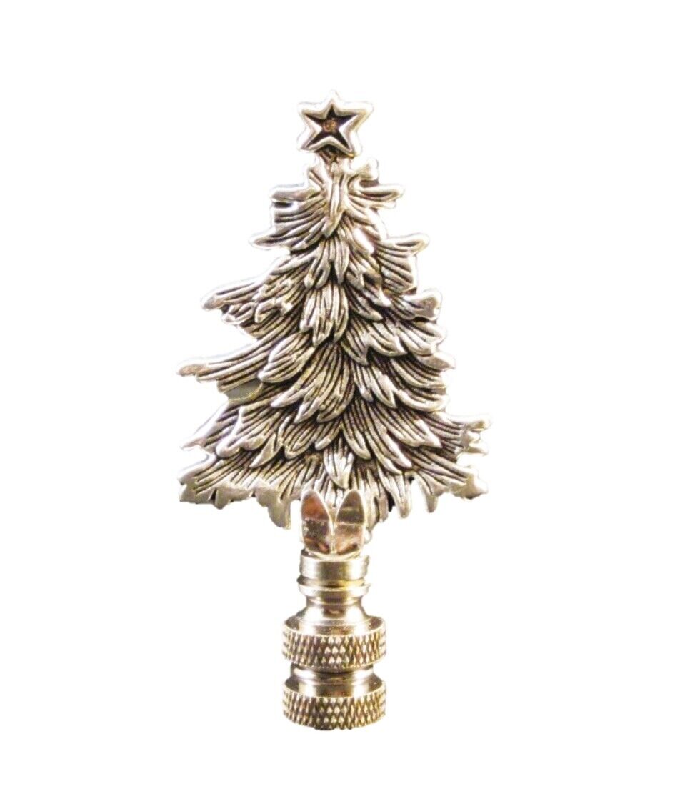 Holiday/Christmas Lamp Finial-TREE-Antique Silver Finish-SN Base-FS