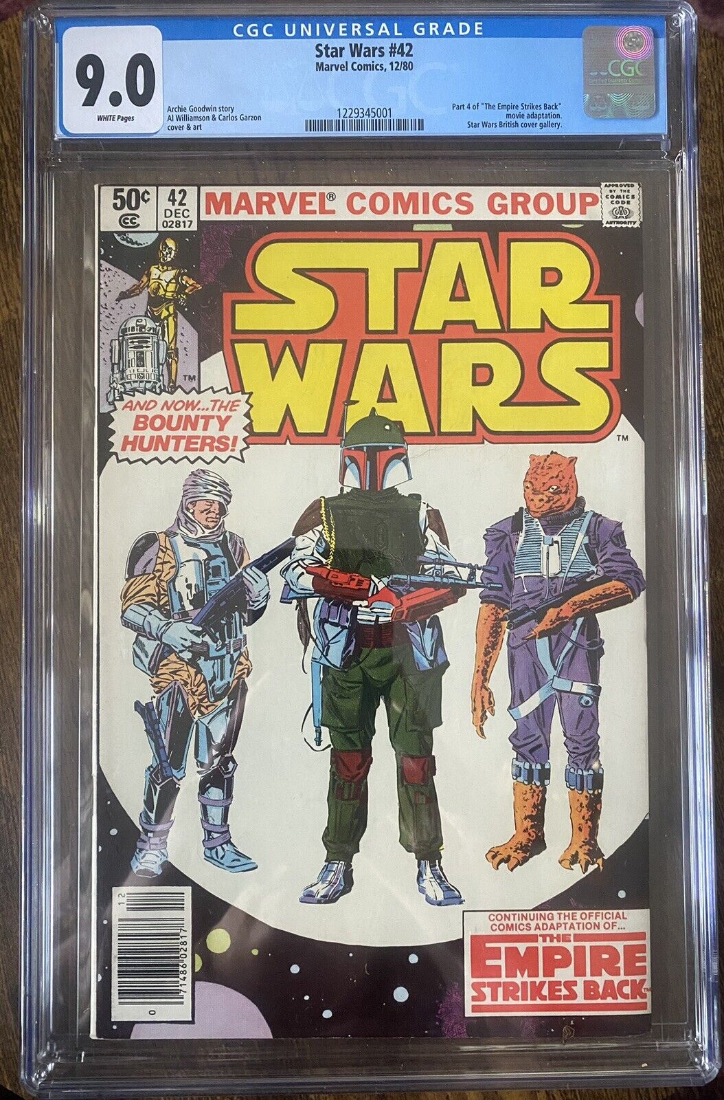 STAR WARS #42- CGC 9.0-1ST APPEARANCE OF BOBA FETT-1980 50 Cent Cover.