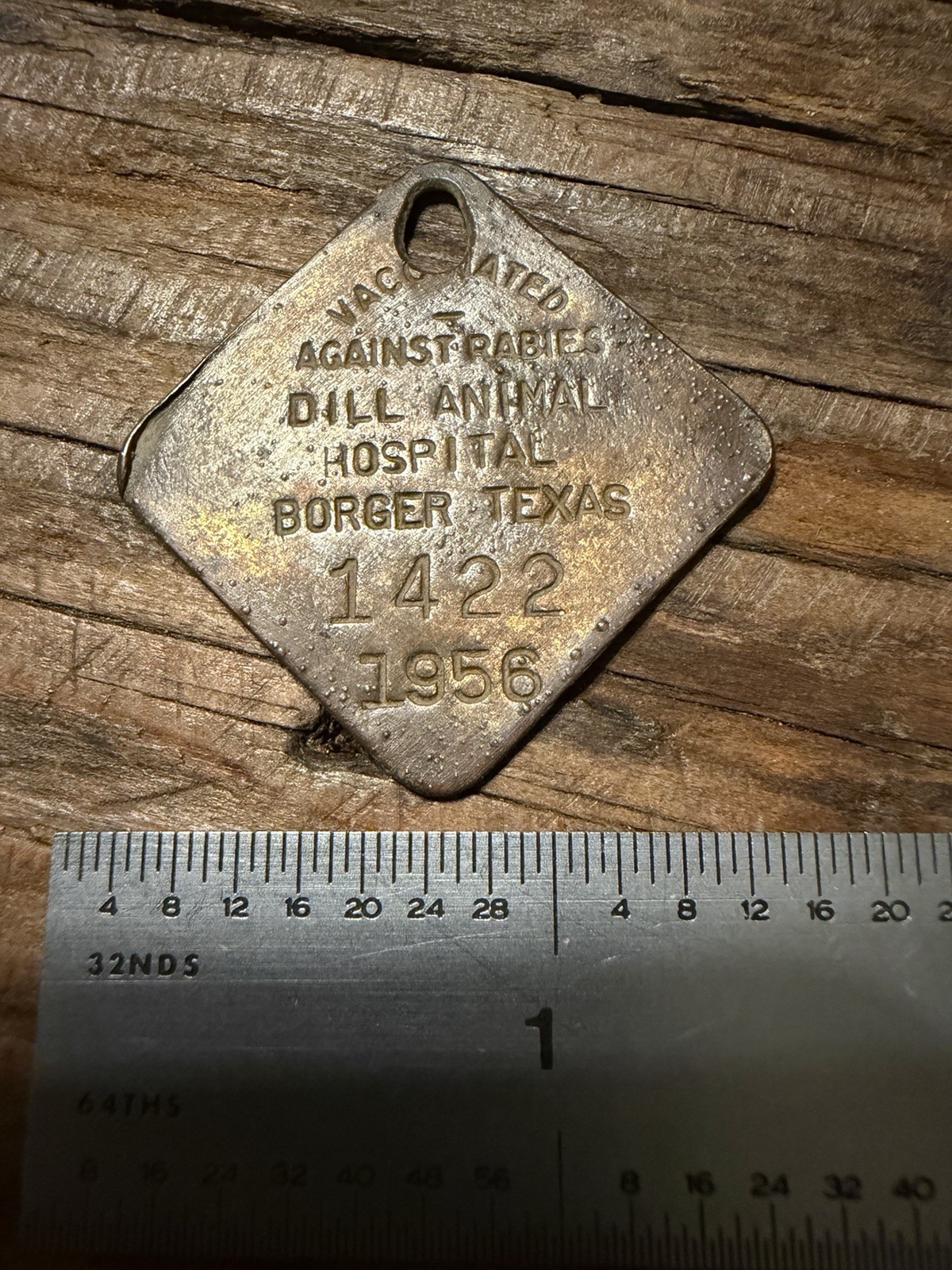 Vintage 1956 Dill Animal Hospital Borger Texas Rabies Vaccination Dog Tag Vintage 1956 Dill Animal Hospital Borger Texas Rabies Vaccination Dog Tag