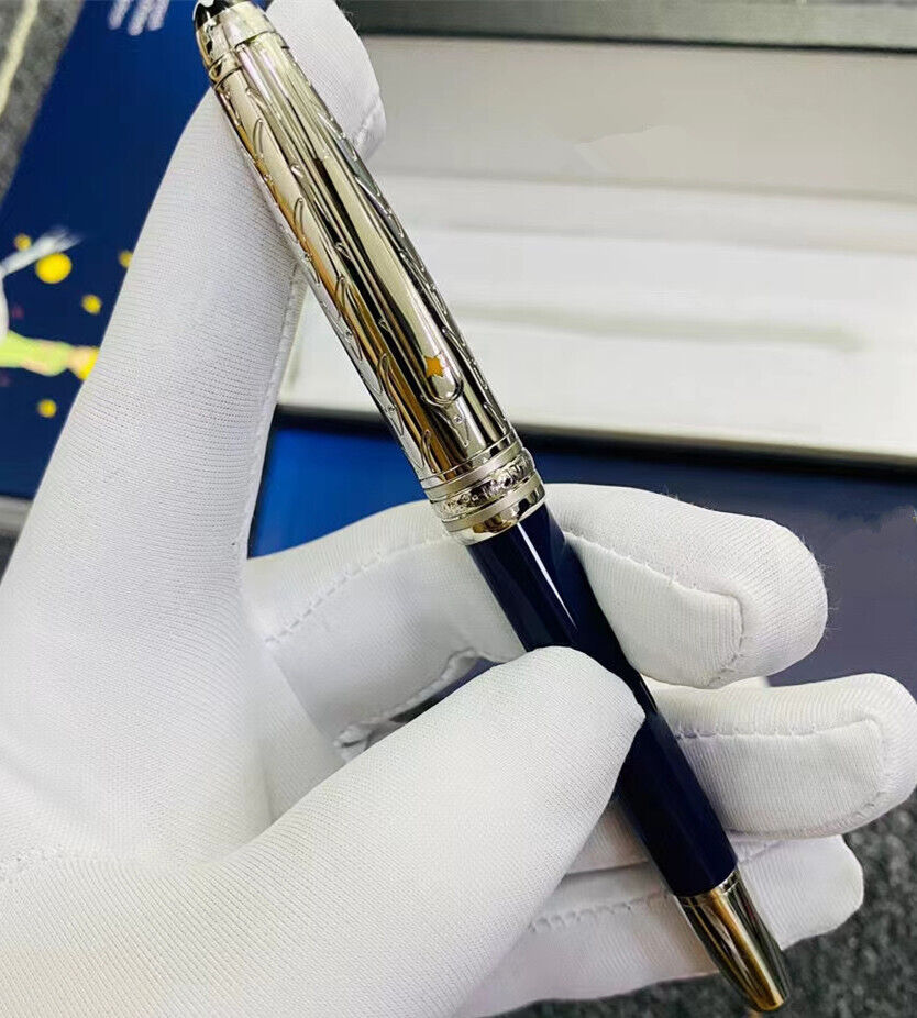 Luxury Meisterstuck Little Prince&Fox Blue-Silver Rollerball Pen With 0.7mm Ink
